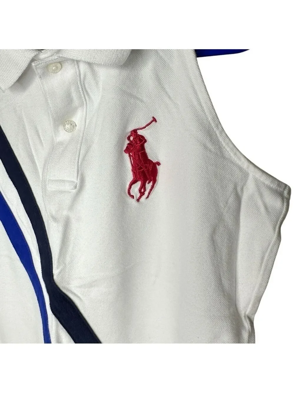 Ralph Lauren Girls White‎ Sleeveless US Open Polo Shirt Size L (12/14)